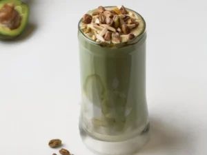 Avocado with Cream and Nuts and honey